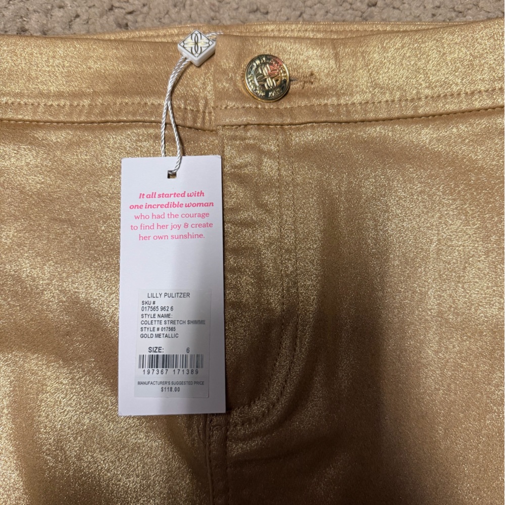 NWT Lilly Pulitzer Colette Gold Shimmer Mini Skirt - Picture 6 of 7